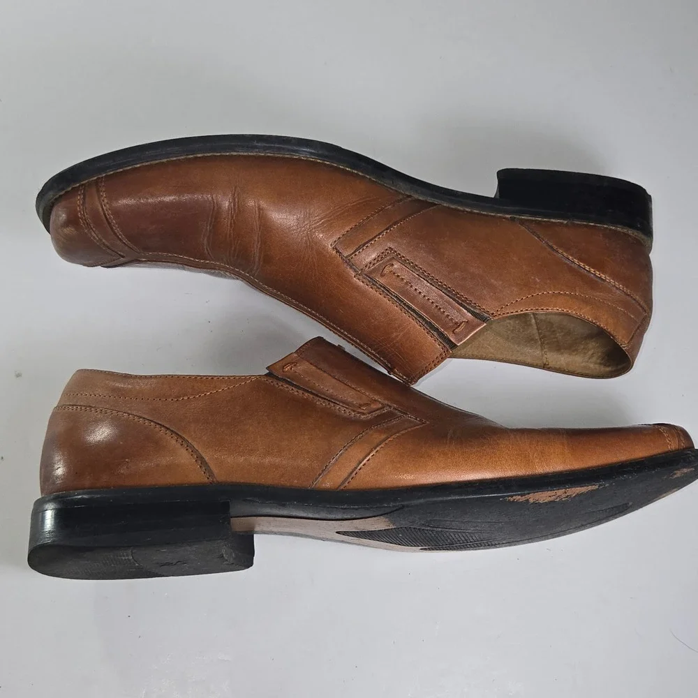 Stacy Adams Mens Brown Leather Slip On Dress Shoes Size 11